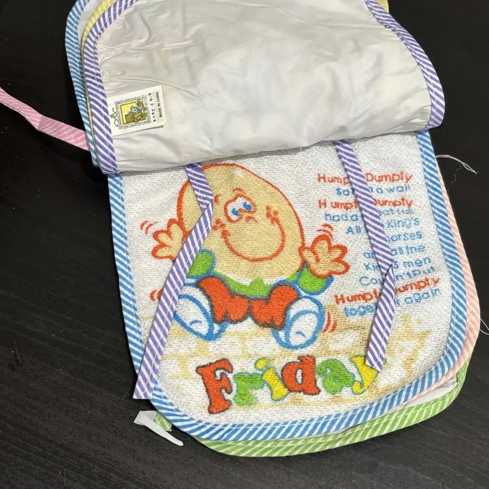Vintage Baby Bibs DAYS OF THE WEEK Tuti Fruiti COMPLETE SET of 7 NIP